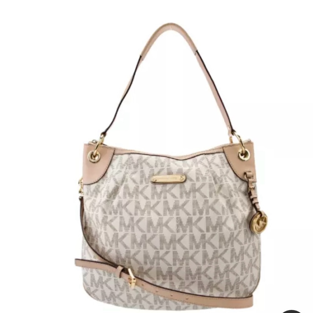 Michael Kors Beige Monogram Shoulder Bag